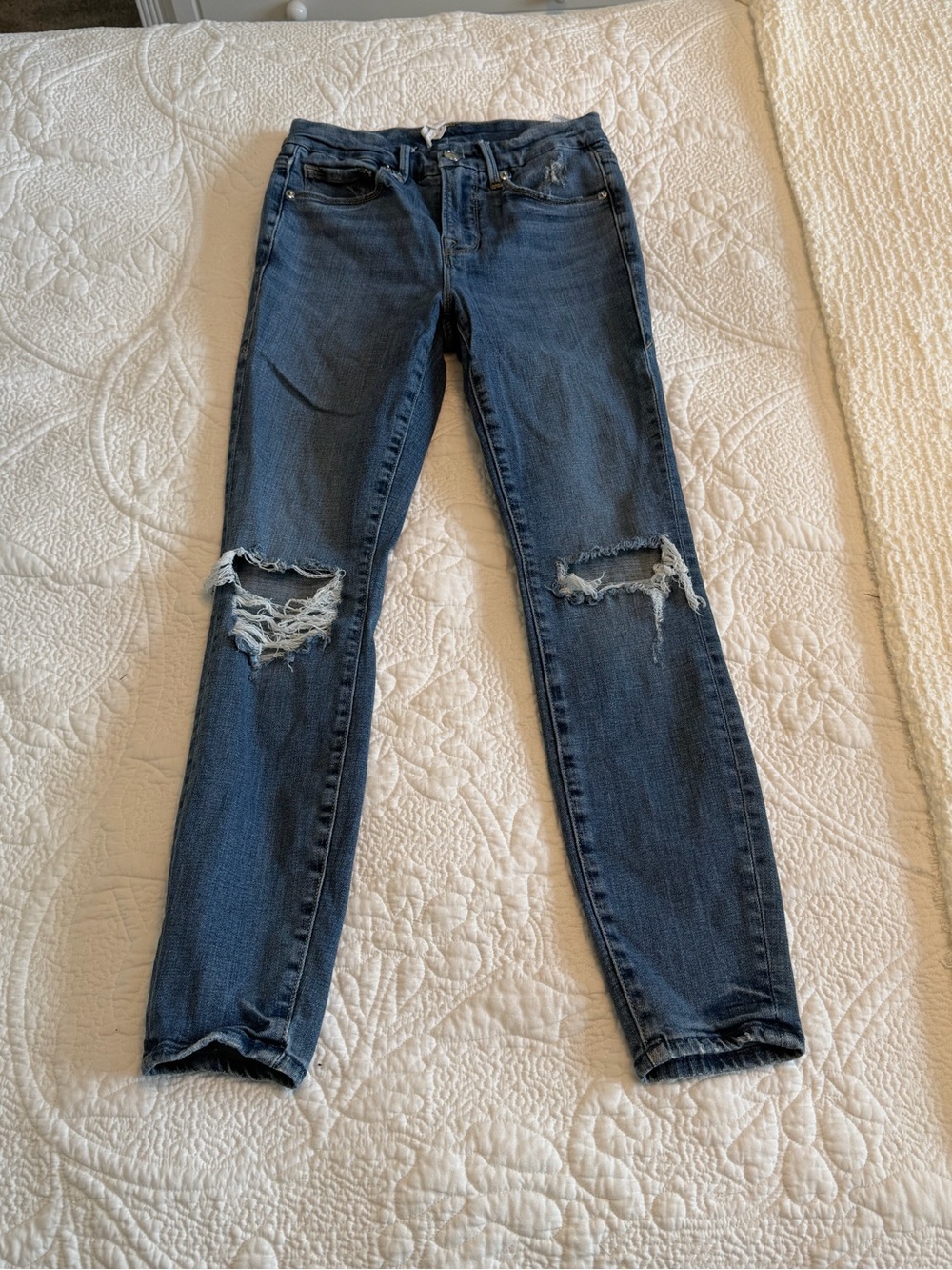 Good American Dark Blue Ripped Skinny Jeans